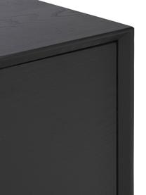 TV-Lowboard Noel aus Eschenholzfurnier mit Kabeldurchlass in Schwarz, Mitteldichteholzfaserplatte (MDF) mit Eschenholzfurnier, Holz, schwarz lackiert, B 180 x H 45 cm