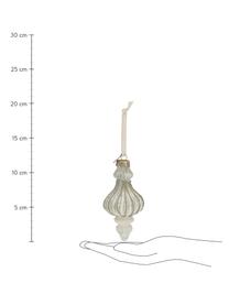 Handgefertigter Deko-Anhänger Norille H 12 cm, 2 Stück, Glas, Weiß, Ø 6 x H 12 cm