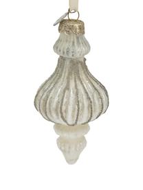 Handgefertigter Deko-Anhänger Norille H 12 cm, 2 Stück, Glas, Weiß, Ø 6 x H 12 cm