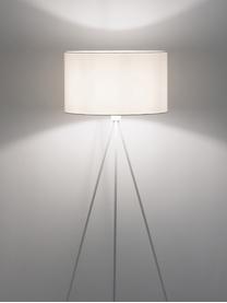 Driepoot vloerlamp Cella met stoffen kap, Lampenkap: katoenmix, Lampvoet: gepoedercoat metaal, Wit, Ø 48 x H 158 cm