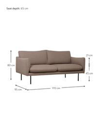 Sofá Fluente (2 plazas), Tapizado: poliéster Alta resistenci, Estructura: madera de pino maciza, Patas: metal con pintura en polv, Tejido gris pardo, An 170 x F 95 cm