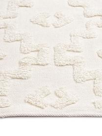 Alfombra artesanal de algodón texturizada Idris, 100% algodón, Blanco crema, An 80 x L 150 cm (Tamaño XS)