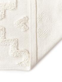 Alfombra artesanal de algodón texturizada Idris, 100% algodón, Blanco crema, An 80 x L 150 cm (Tamaño XS)