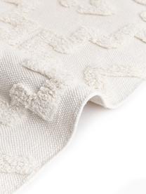 Alfombra artesanal de algodón texturizada Idris, 100% algodón, Blanco crema, An 80 x L 150 cm (Tamaño XS)