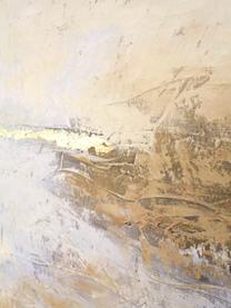 Ręcznie malowany obraz na płótnie w drewnianej ramie Hydrate, Stelaż: drewno sosnowe, Pomarańczowy, beżowy, S 92 x W 120 cm