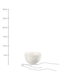 Set 4 ciotole snack con motivo Lara, Gres, Bianco latteo, Ø 9 x Alt. 6 cm