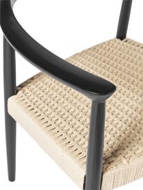 Židle s područkami z jasanového dřeva Pavel, Ratan, černá, Š 62 cm, H 76 cm