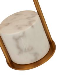 Lampada da tavolo con base in marmo Quebec, Paralume: tessuto, Base della lampada: marmo, Struttura: metallo zincato, Oro, bianco, Ø 35 x Alt. 62 cm