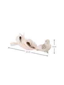 Set de adorno para colgar Stola, 6 uds., Plástico, plumas, lentejuelas, Blanco, tonos verdes, marrón, An 22 x Al 6 cm