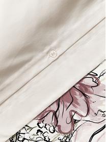 Katoenensatijnen kussenhoes Margot met bloemenprint, Weeftechniek: satijn Draaddichtheid 210, Beige, B 60 x L 70 cm