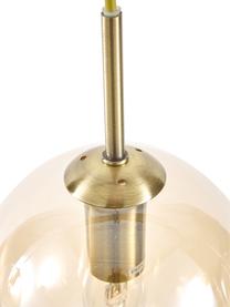 Grande suspension 3 lampes laiton Hamilton, Ambré, larg. 81 x haut. 13 cm