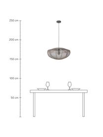 Lampada a sospensione in tessuto intrecciato Beau, Paralume: tessuto, Struttura: metallo verniciato a polv, Baldacchino: metallo verniciato a polv, Grigio, Ø 60 x Alt. 150 cm