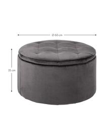 Sametový taburet s úložným prostorem Retina, Tmavě šedá, Ø 60 cm, V 35 cm