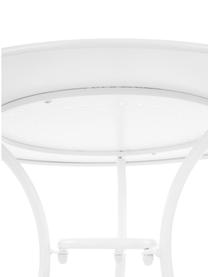 Table de balcon ronde en métal Etienne, Ø 70 cm, Acier, résistant aux intempéries, Blanc, Ø 70 x haut. 72 cm