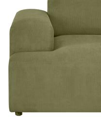 Canapé d'angle 4 places en velours côtelé Melva, Velours côtelé vert, larg. 319 x prof. 196 cm, méridienne à droite