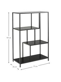 Estantería de madera y metal Seaford, Estantes: tablero de fibras de dens, Estructura: metal con pintura en polv, Madera, negro, An 77 x Al 114 cm