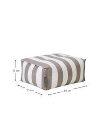 Zewnętrzna poduszka podłogowa Korfu, Tapicerka: 100% polipropylen, powlek, Taupe, biały, S 65 x W 35 cm