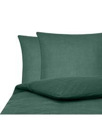 Pościel z bawełny z efektem sprania Arlene, Ciemny zielony, 240 x 220 cm + 2 poduszki 80 x 80 cm