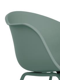Krzesło z podłokietnikami z tworzywa sztucznego Claire, Nogi: metal malowany proszkowo, Zielony, S 60 x G 54 cm