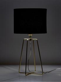 Lampada da tavolo in velluto color petrolio Karolina, Paralume: velluto, Base della lampada: metallo ottonato, Verde scuro ottone, lucido trasparente, Ø 25 x Alt. 49 cm