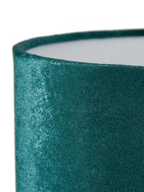Lampe à poser velours bleu pétrole Karolina, Vert foncé laiton, brillant transparent, Ø 25 x haut. 49 cm