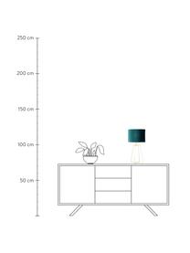 Samt-Tischlampe Karolina, Lampenschirm: Samt, Lampenfuß: Metall, vermessingt, Dunkelgrün, Messingfarben, Ø 25 x H 49 cm