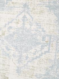 Dünner Baumwollteppich Jasmine in Beige/Blau im Vintage-Style, handgewebt, Beige, Blau, B 70 x L 140 cm (Größe XS)