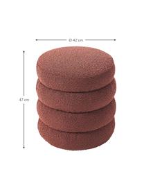 Tabouret en tissu bouclé Alto, Tissu bouclé rouge rouille, Ø 42 x haut. 47 cm