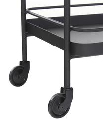 Metalen barcart Barclay, Ruw gelakt metaal, Zwart, B 62 x H 79 cm