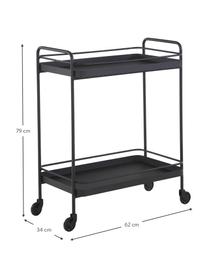 Metalen barcart Barclay, Ruw gelakt metaal, Zwart, B 62 x H 79 cm