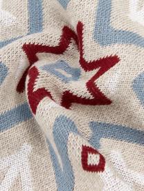 Pletený povlak na polštář Snowflake, 100% bavlna, Béžová, tmavě červená, modrá, bílá, Š 40 cm, D 40 cm