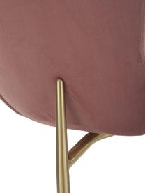 Sedia imbottita in velluto rosa cipria Tess, Rivestimento: velluto (poliestere) Con , Gambe: metallo rivestito, Velluto rosa cipria, dorato, Larg. 49 x Prof. 64 cm