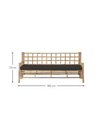 Sofa z drewna bambusowego z tapicerowanym siedziskiem Mandisa, Stelaż: drewno bambusowe, Tapicerka: płótno żaglowe, Drewno bambusowe, czarny, S 180 x G 80 cm
