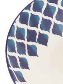 Handgemachte Salatschüssel Ikat, Ø 26 cm, Keramik, Weiß, Blau, Ø 26 x H 8 cm