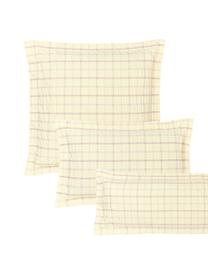 Geruite seersucker kussensloop Leonita, Weeftechniek: Seersucker Draaddichtheid, Geel, lila, B 60 x L 70 cm