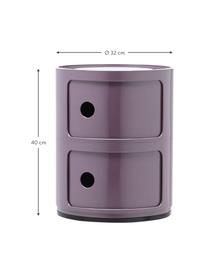 Contenitore di design con 3 cassetti Componibili, Plastica certificata Greenguard, Lilla lucido, Ø 32 x Alt. 40 cm