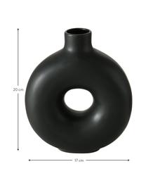Ručně vyrobená designová váza z kameniny Lanyo, Kamenina, Černá, Š 17 cm, V 20 cm