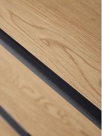 Boekenrek Seaford van hout en metaal, Frame: gepoedercoat metaal, Zwart, wild eikenhout, B 77 x H 175 cm