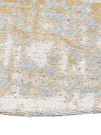 Tappeto rotondo vintage in cotone tessuto a mano Luise, Blu, giallo, Ø 120 cm (taglia S)