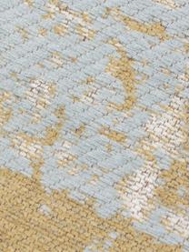 Okrągły ręcznie tkany dywan z bawełny w stylu vintage Luise, Odcienie niebieskiego, odcienie żółtego, Ø 120 cm (Rozmiar S)
