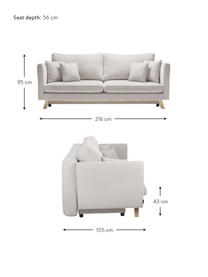 Sofa rozkładana z miejscem do przechowywania Triplo (3-osobowa), Tapicerka: 100% poliester, w dotyku , Nogi: metal lakierowany, Beżowa tkanina, S 216 x G 105 cm