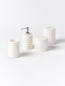 Marmor-Seifenspender Orta, Behälter: Marmor, Pumpkopf: Kunststoff, Weiß, marmoriert, Ø 8 x H 17 cm