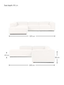 Narożna sofa modułowa XL Lennon, Tapicerka: 100% poliester Dzięki tka, Stelaż: lite drewno, sklejka, Nogi: tworzywo sztuczne, Beżowa tkanina, S 329 x W 68 cm, lewostronna