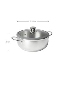 Garnek z pokrywką ze stali szlachetnej Premium, Odcienie srebrnego, szary, Ø 24 x W 12 cm