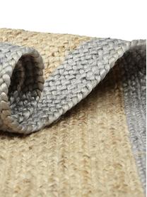 Handgefertigter Jute-Teppich Shanta mit grauem Rand, 100% Jute, Beige, Grau, B 80 x L 150 cm (Größe XS)