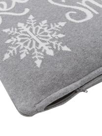 Kussenhoes Let It Snow in grijs, 100% gekamd katoen, Lichtgrijs, B 40 x L 40 cm