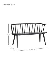 Sitzbank Jolina aus Gummibaumholz, Massives Gummibaumholz, Schwarz, B 134 x H 76 cm