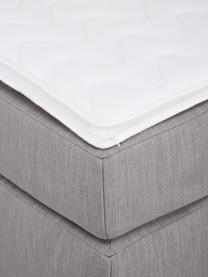 Lit à sommier tapissier sans tête de lit Enya, Tissu gris, 140 x 200 cm, indice de fermeté 2