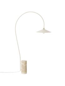 Lámpara arco de travertino Cora, Adornos: metal recubierto, Cable: cubierto en tela Dado que, Beige, F 97 x Al 166 cm