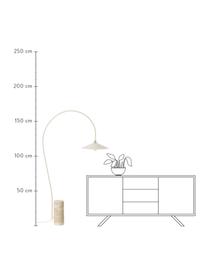 Lámpara arco de travertino Cora, Adornos: metal recubierto, Cable: cubierto en tela Dado que, Champán, beige, F 97 x Al 166 cm